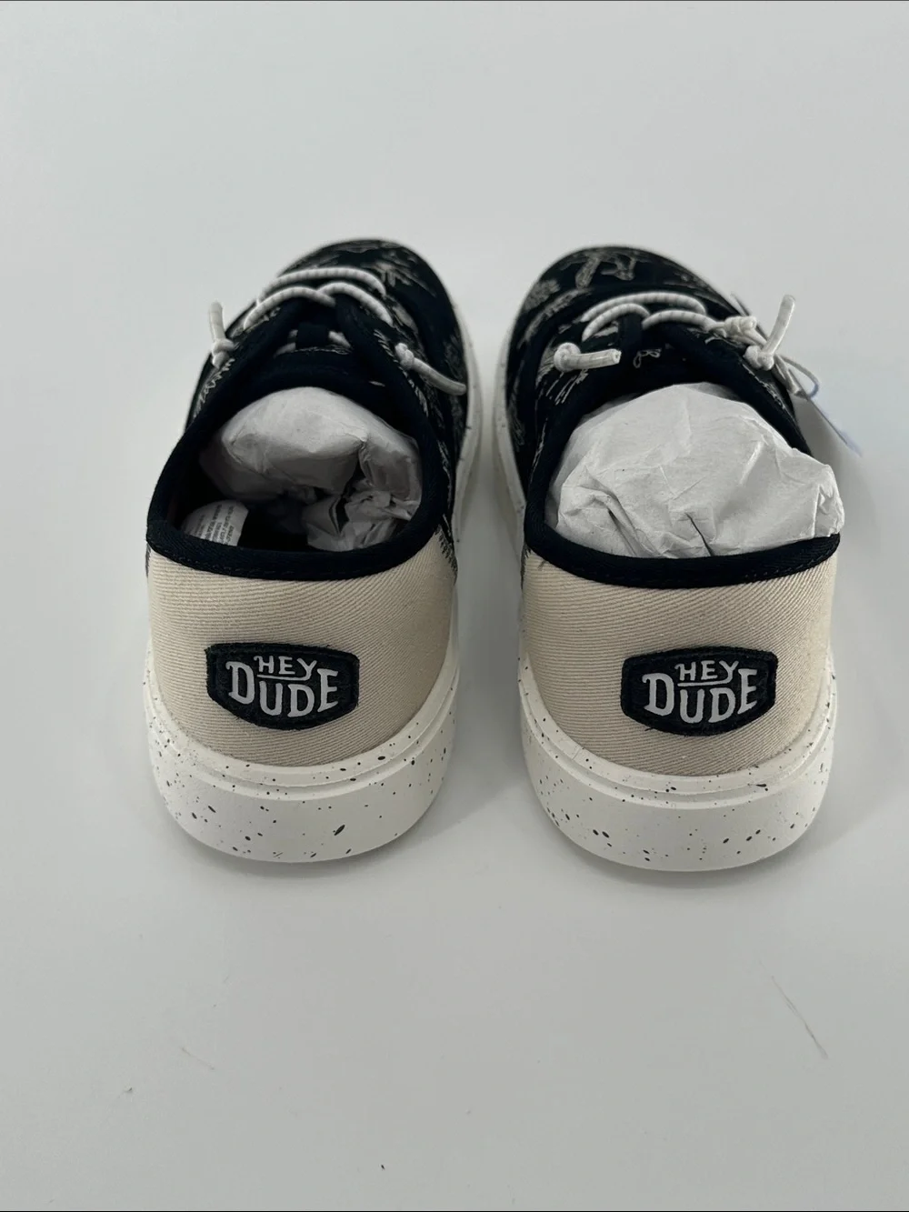 Hey Dude Kids Conway Desert Sneakers in Black with White Sole